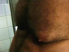 Horny gay bears cock sucking display in the bathroom